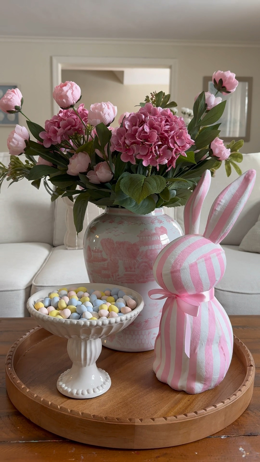 I am in love with the ginger jar, it’s so beautiful for spring styling and I’ve wanted one for so long so I’m excited to explore the ways to use it with my decor. I gave it an Easter spin here with this adorable striped bunny and some of my fave Cadbury eggs! 

#LTKHome #LTKSeasonal