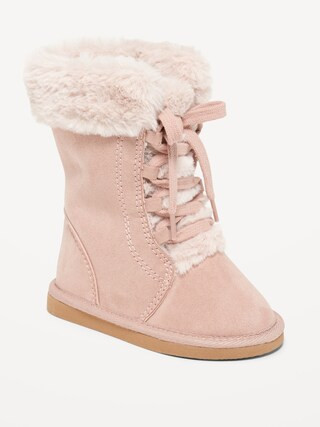Unisex Cozy-Lined Faux-Suede Lace-Up Boots for Toddler | Old Navy (US)