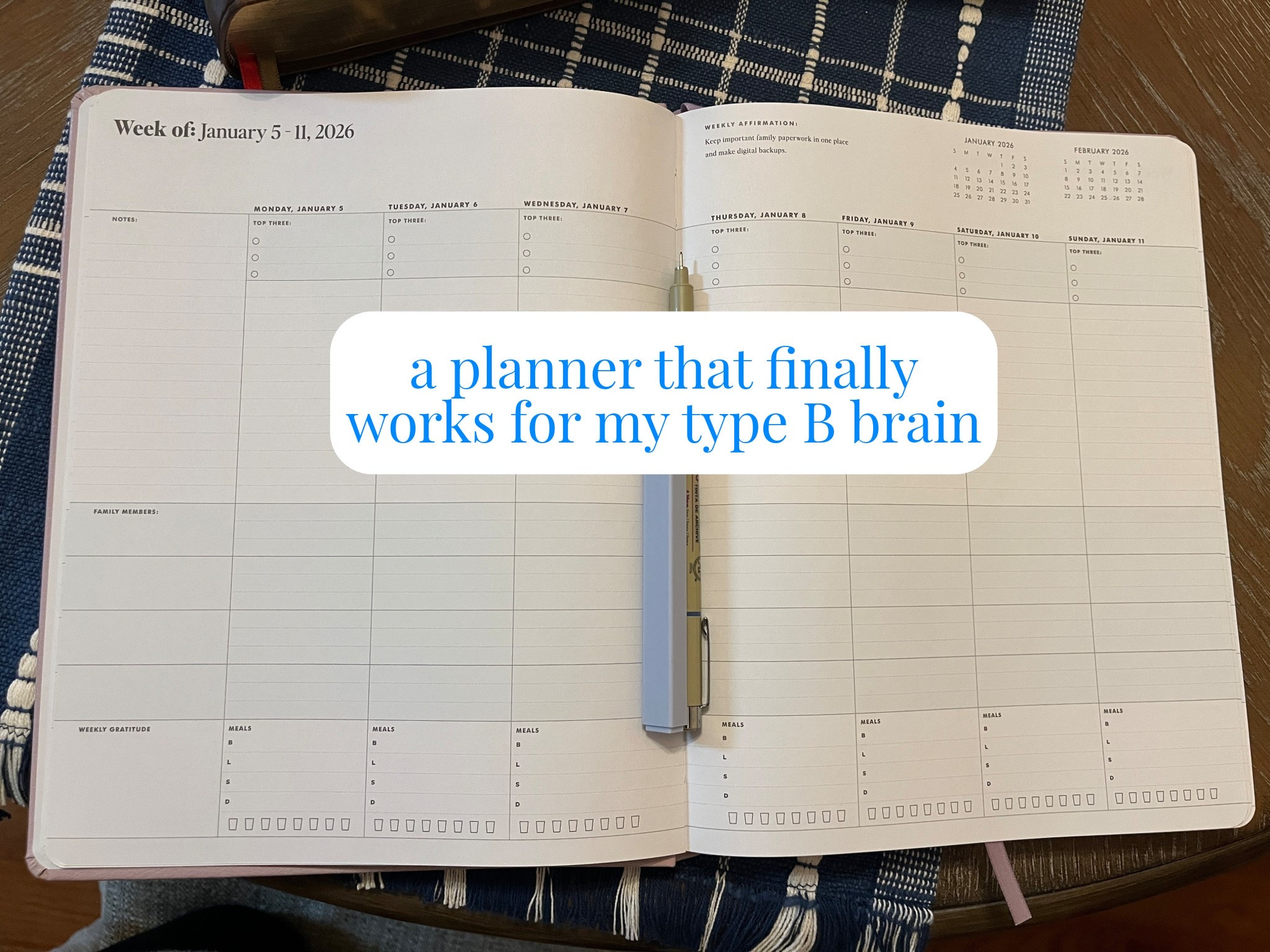Ok. I’m ashamed to admit this, but this is the THIRD planner I’ve bought so far in 2026 🥴🫠 but I -had- to get this one because it has a format that my type B brain has been looking for! Perfect for moms on the go that have their own work and personal items to keep up with along with everyone else’s schedules too. I also love the meal section and water tracking. 

#LTKmomlife #LTKmorningroutine #LTKselfcare