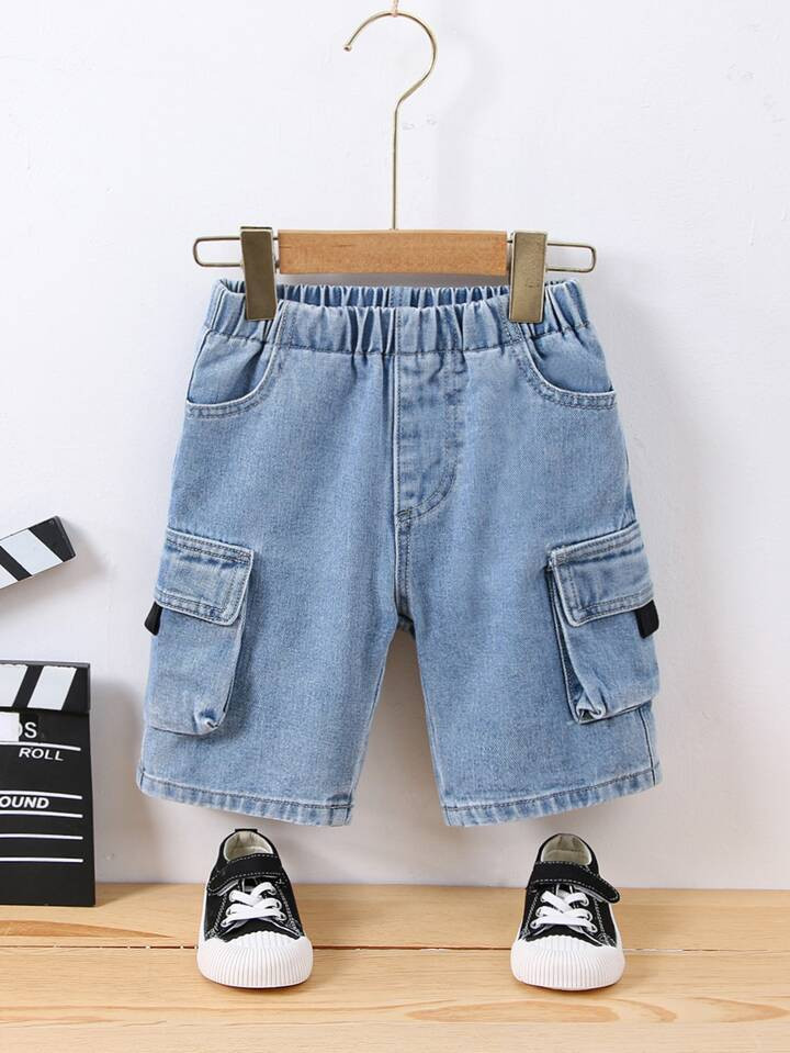 Young Boy Flap Pocket Side Denim Shorts | SHEIN
