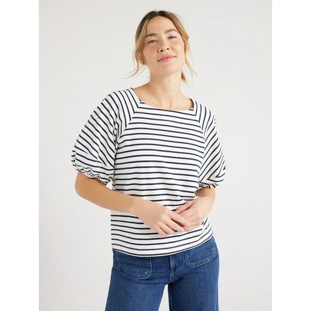 Free Assembly Women’s Balloon Sleeve Tee, Sizes XS-XXL - Walmart.com | Walmart (US)