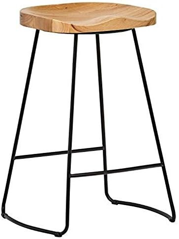 Amazon Brand – Rivet Modern Industrial Wood Kitchen Counter Bar Stool with Metal Legs, 25.6"H, ... | Amazon (US)