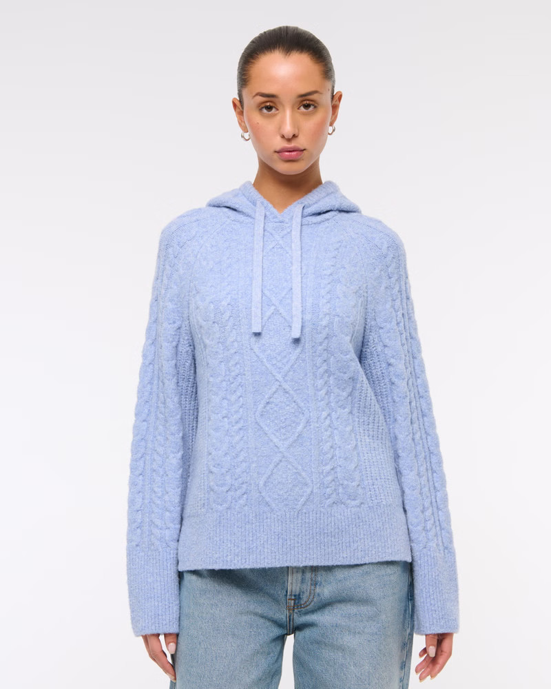 Boucle Cable-Knit Hoodie | Abercrombie & Fitch (US)