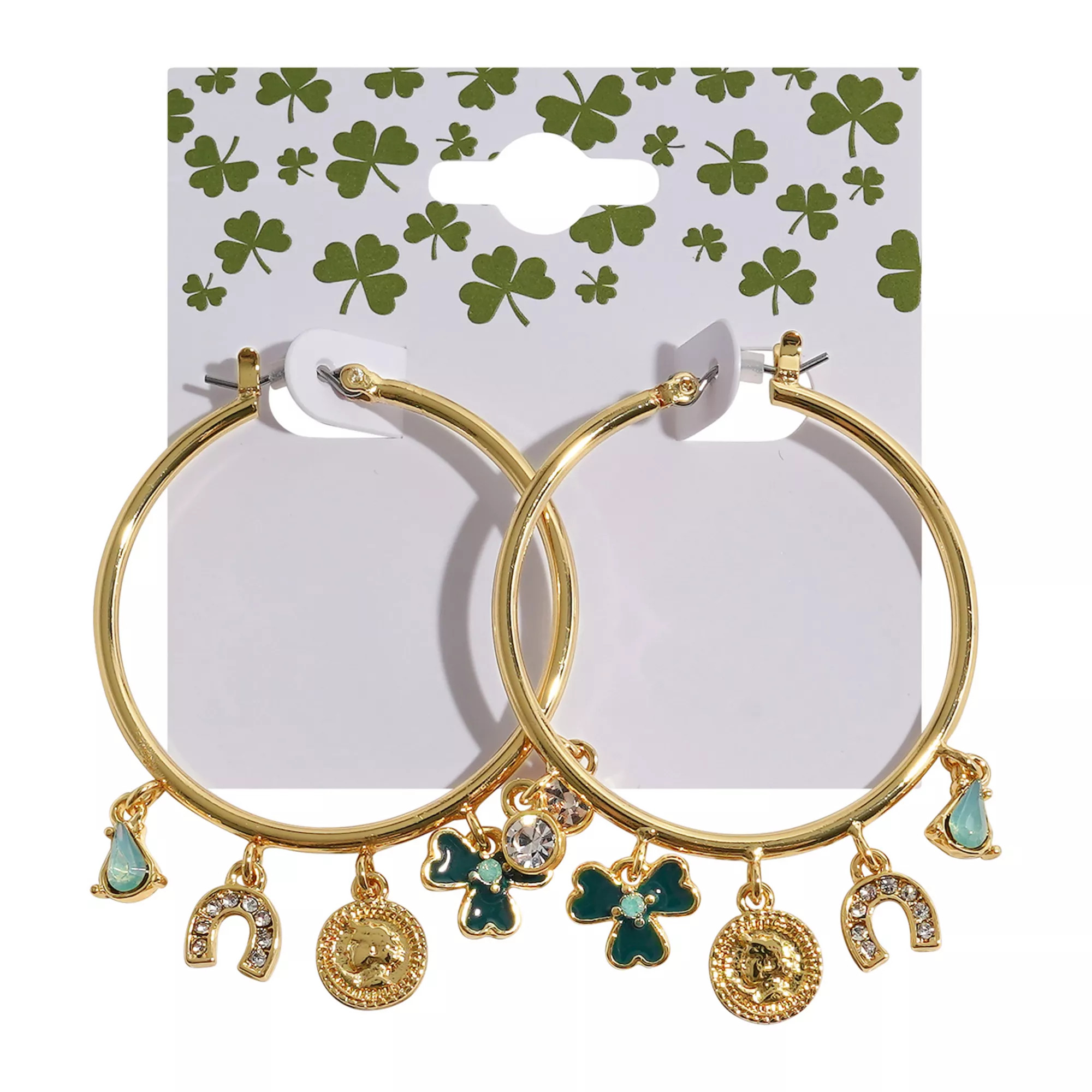 Gold Tone St. Patrick's Day Charm Hoop Drop Earrings | Kohl's