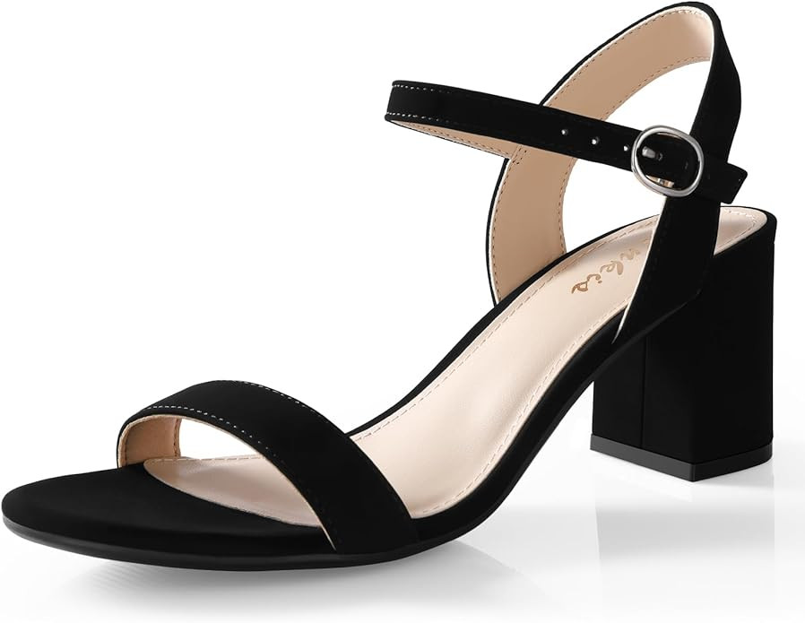 Ankis Nude Black Heels, 2.5'' Block Chunky White Clear Silver Heel Dressy Open Toe Heels For Wome... | Amazon (US)