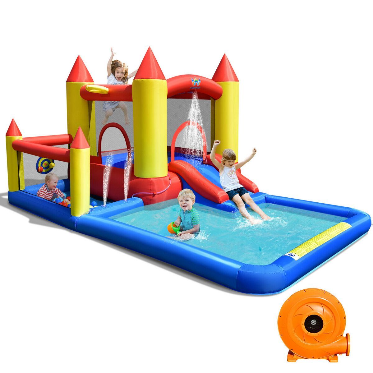 Costway Inflatable Water Slide Castle Kids Bounce House Indoor & Outdoor w/ 480W Blower | Target