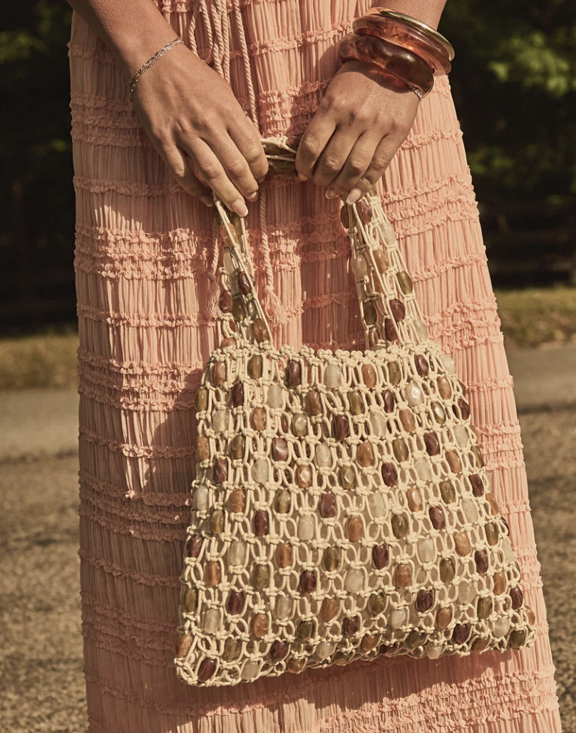 Beaded crochet handbag