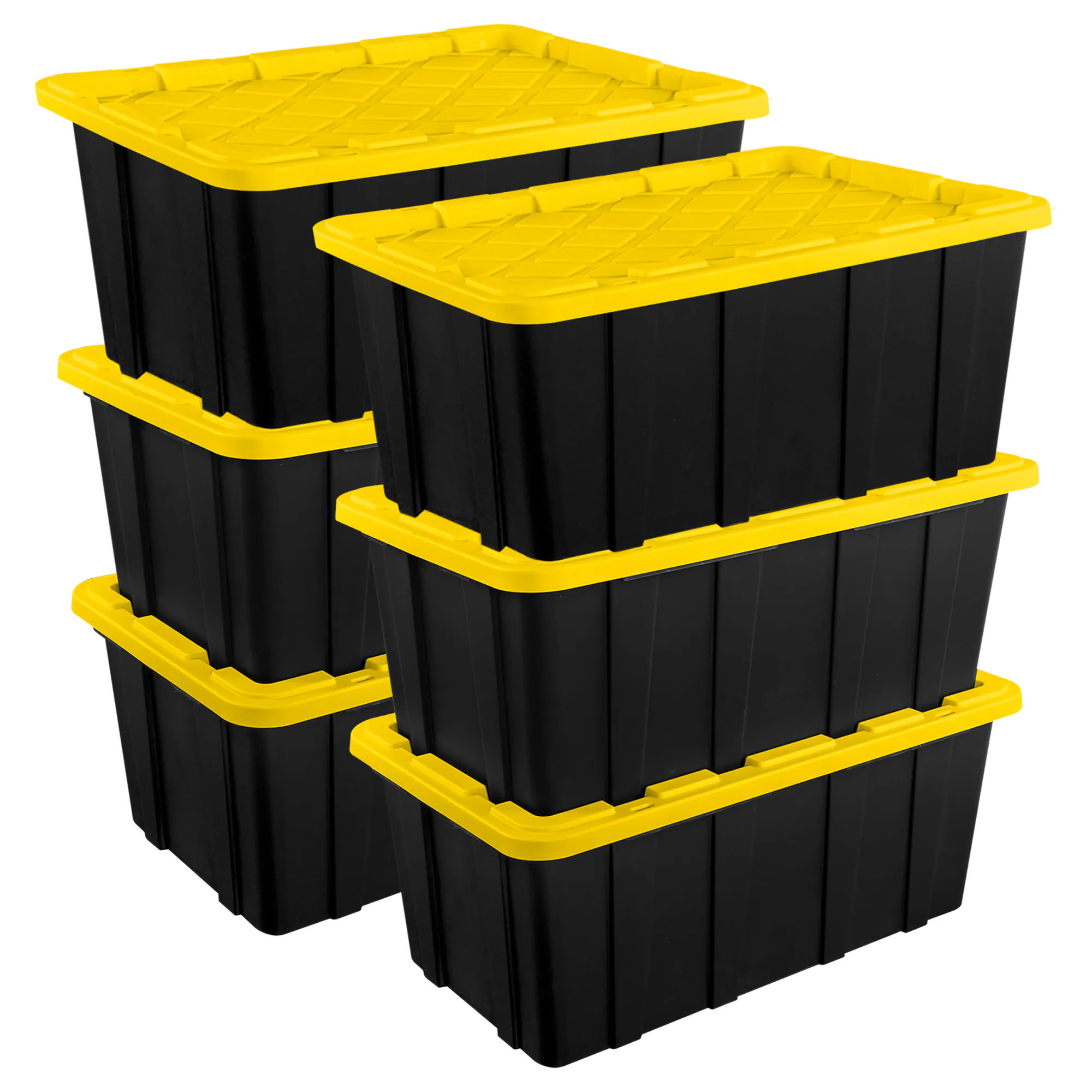 Sterilite 27 Gallon Industrial Stackable Storage Tote Lidded Containers 6 Pack | 6 X 50659Y06 | Lowe's