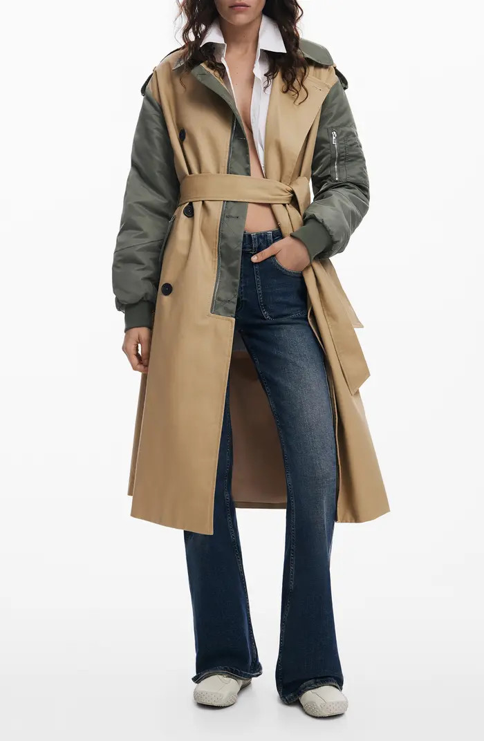 Mixed Media Bomber Hybrid Trench Coat | Nordstrom