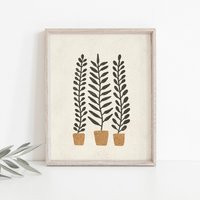 Potted Ferns Wall Art Print | Modern Minimalist Nature Plant Terracotta 5x7 8x10 11x14 | Etsy (US)