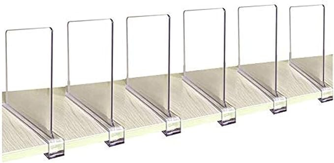 CY craft Acrylic Shelf Divider, Wood Shelf Dividers,Clear Closet Shelf Separators Clothing Organi... | Amazon (US)