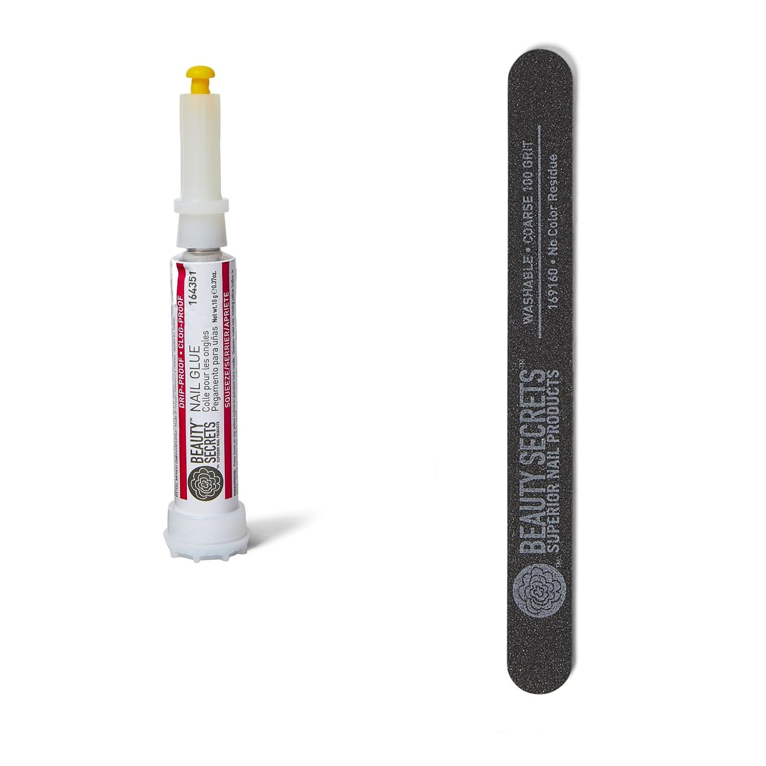 Beauty Secrets Drip & Clog Proof Nail Glue (1 Pack) Bundled with Nail File Black Coarse 100 Grit by Beauty Secrets | Amazon (US)