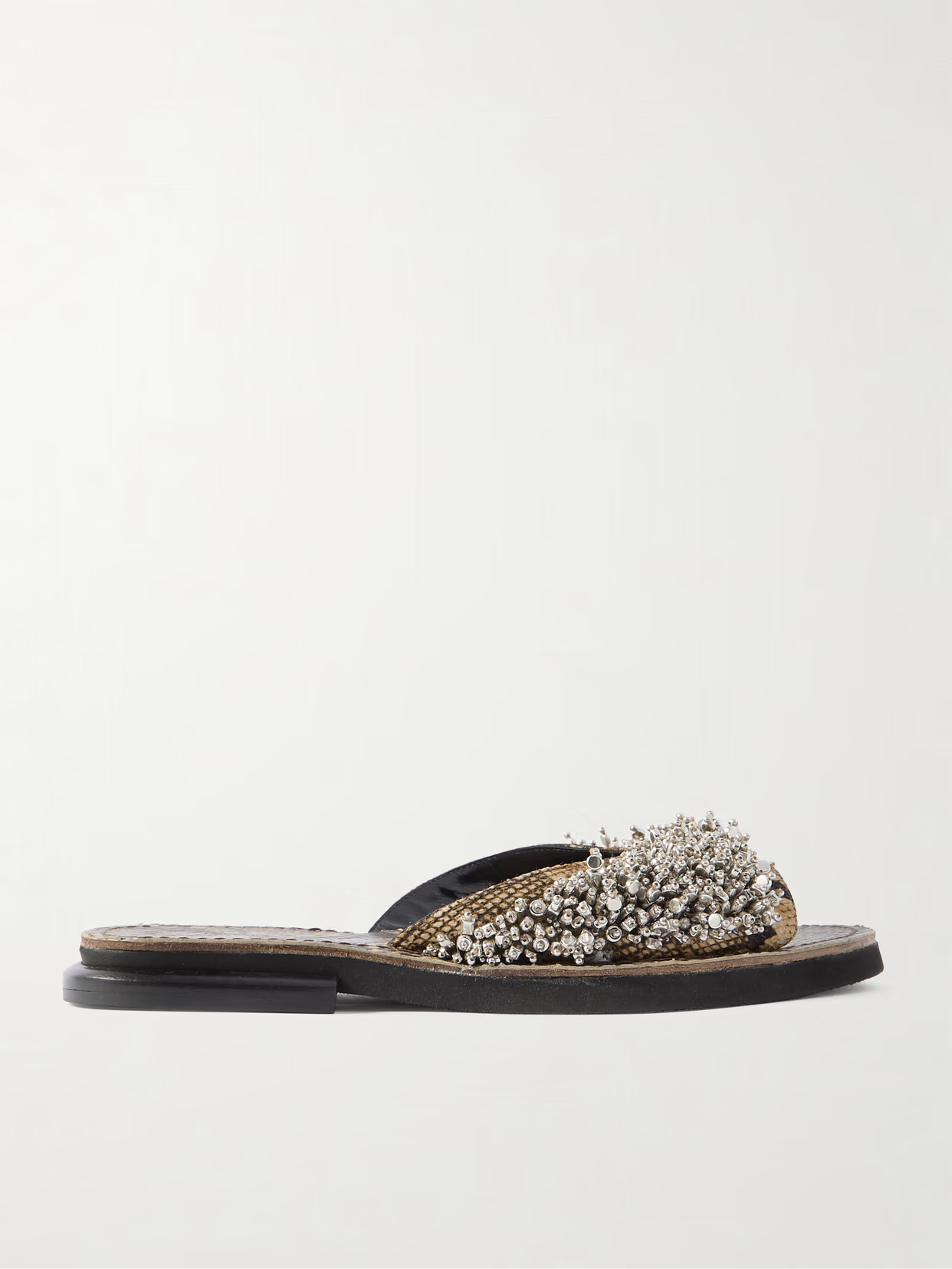 Dries Van Noten - Embellished Snake-effect Leather Slides - Snake print | NET-A-PORTER (UK & EU)