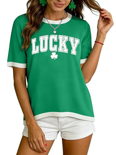 PICKID St Patricks Day Shirts for Women: Lucky Irish Shamrock Graphic T Shirt St Paddys Day Tee Tops | Amazon (US)