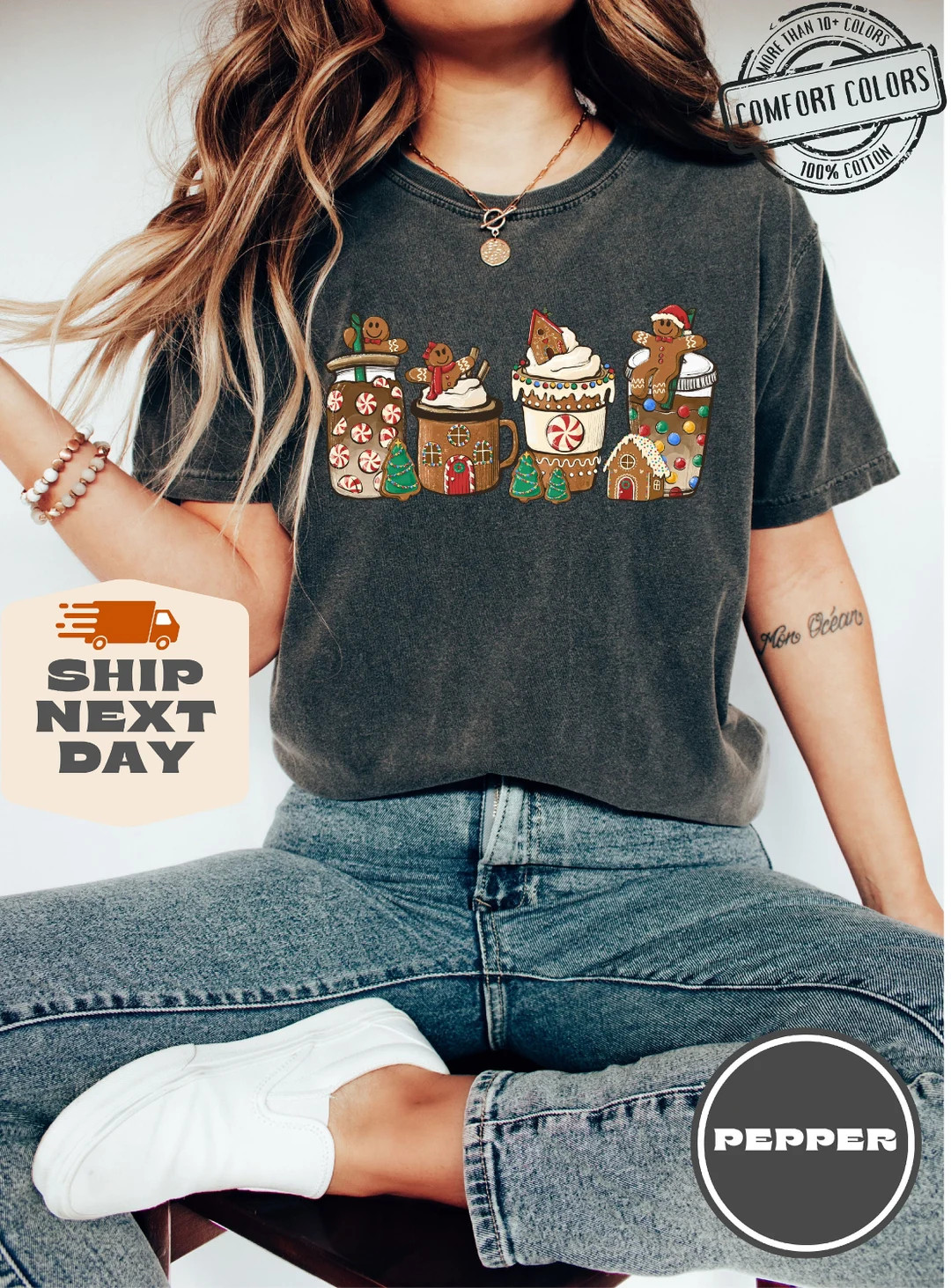 Gingerbread Christmas Coffee Shirt Christmas Coffee Comfort - Etsy | Etsy (US)