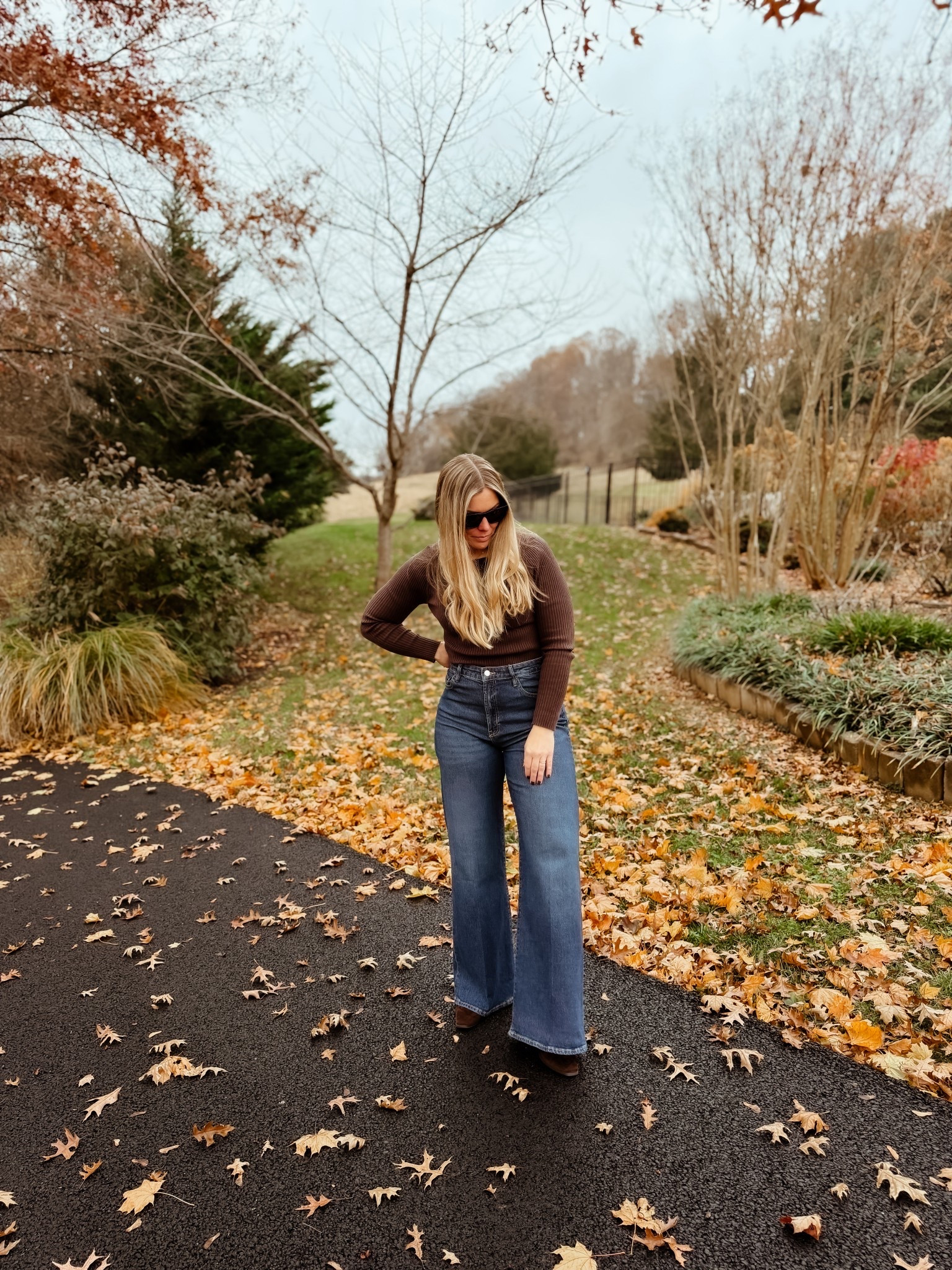Simple fall or Thanksgiving outfit with Chocolate brown top, wide leg denim, chocolate brown boots

#LTKStyleTip #LTKFindsUnder100 #LTKHoliday