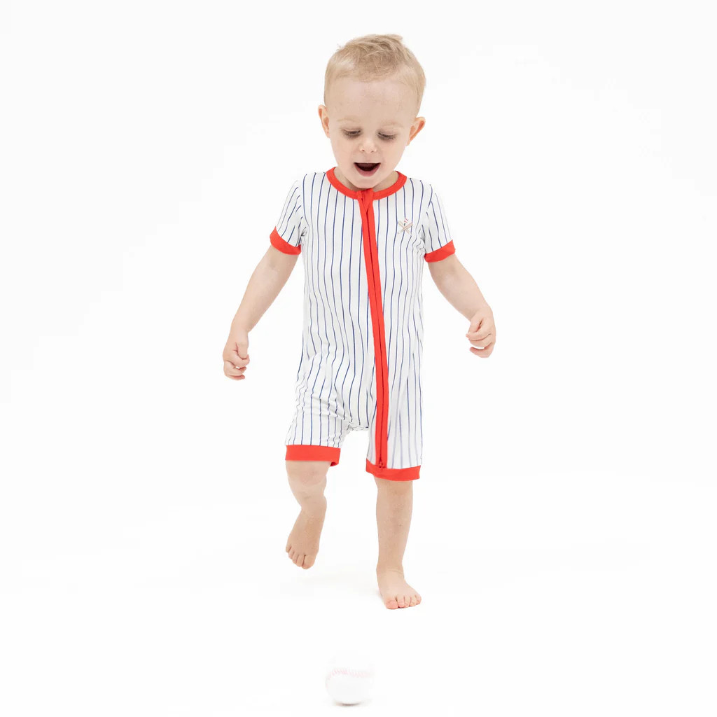 Baseball Stripe - Shortie 2 Way Zipper Romper | Adelyne's Boutique and Gifts