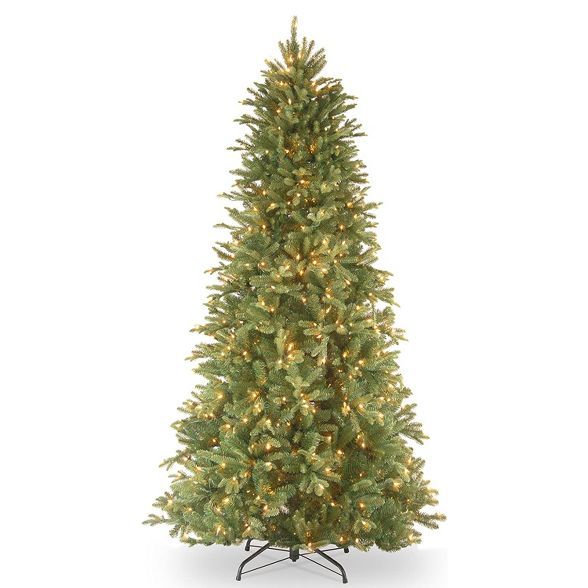 National Tree Company Feel Real 6.5 Foot Tall Artificial Prelit Tiffany Fir Slim Christmas Tree w... | Target