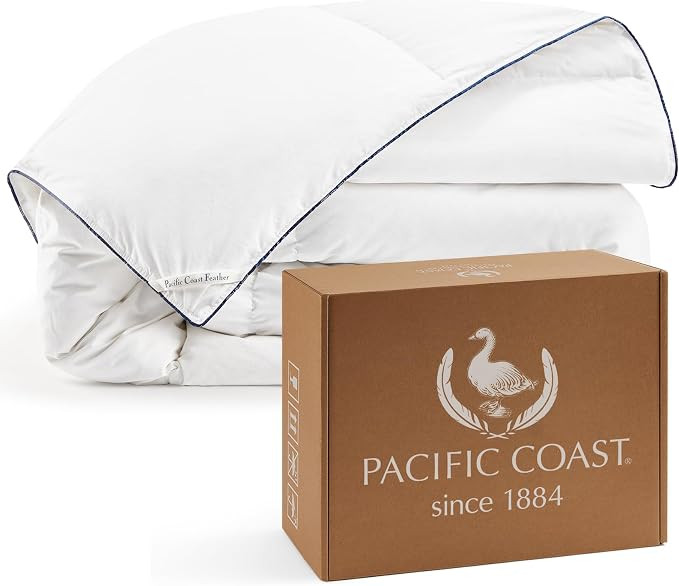 PACIFIC COAST Goose Feather Down Comforters Queen Size, 100% Cotton Extra Fluffy White Duvet Inse... | Amazon (US)