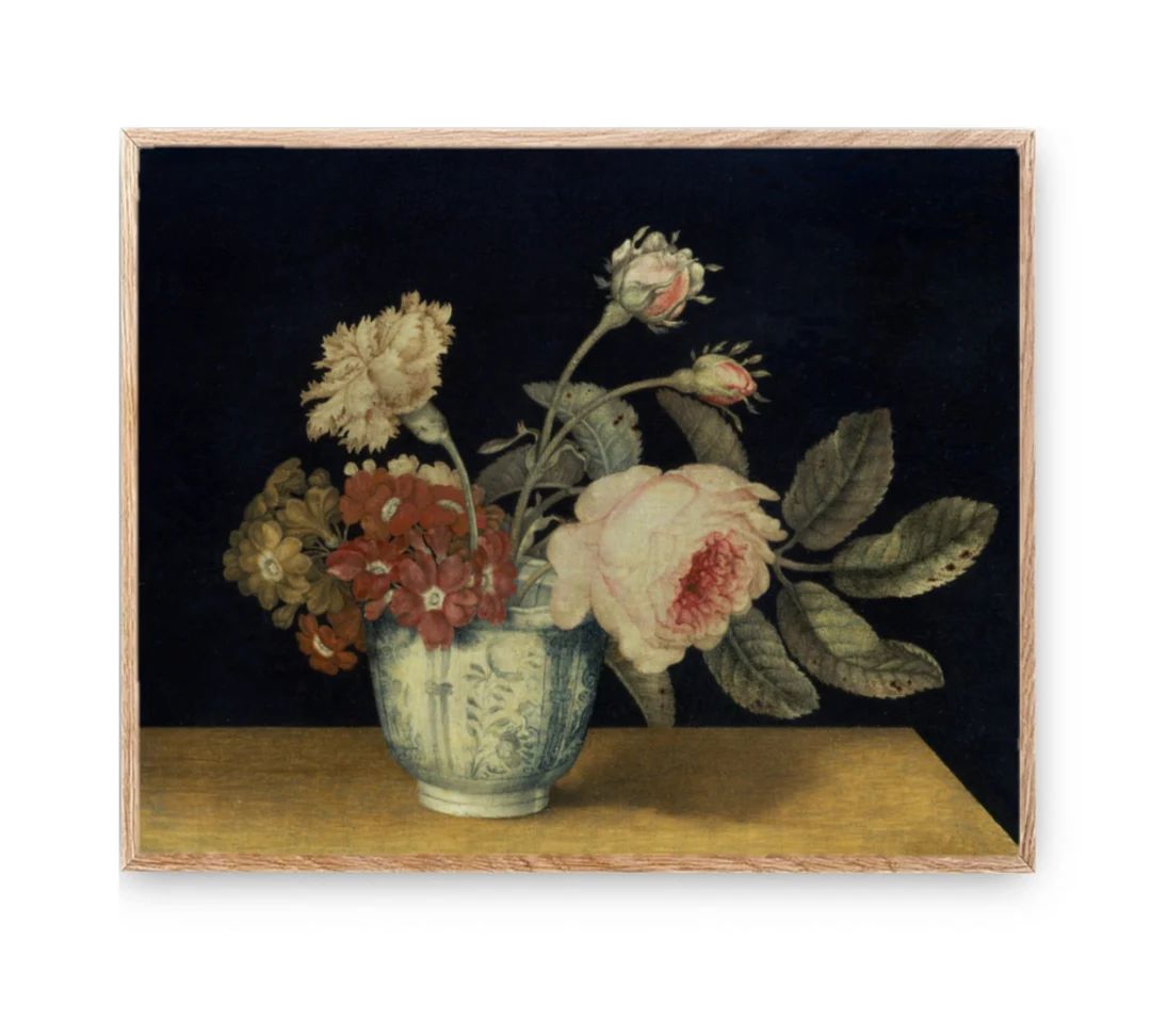 Flowers In Vase - Instant Digital Download, Vintage Antique Botanical Painting, Art Print, 1800's... | Etsy (US)
