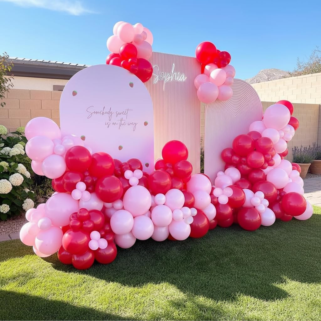 Red and Pink Balloon Arch Garland Kit 154pcs, Different Size Pink and Red Latex Balloons Arch Kit... | Amazon (US)