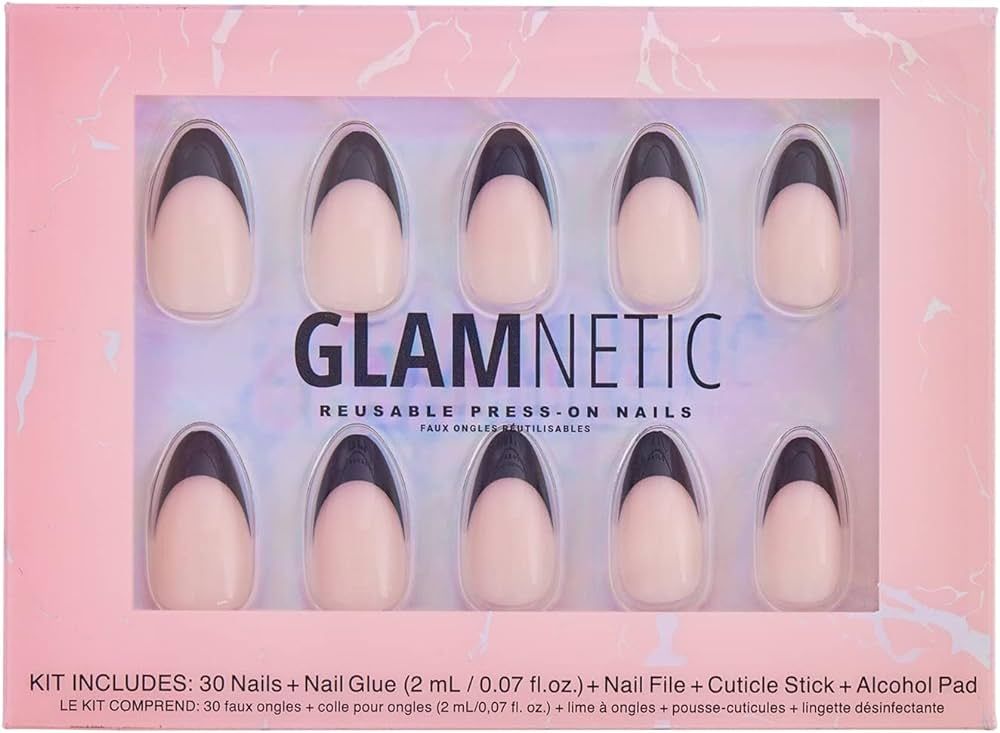 Glamnetic Press On Nails - Caviar | Semi-Transparent, Short Almond Nails, Reusable | 15 Sizes - 3... | Amazon (US)