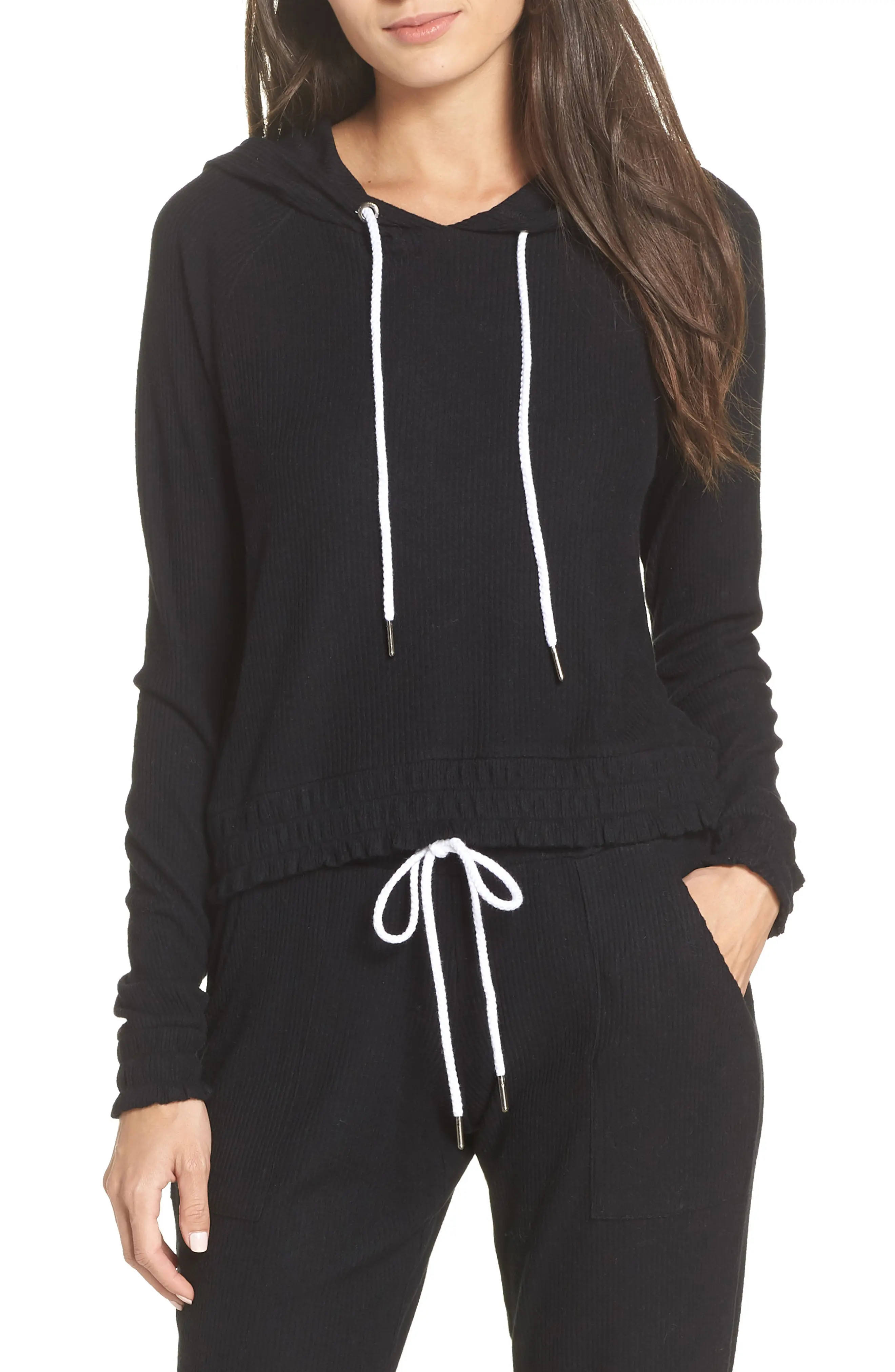 Make + Model Cozy Up Cropped Ribbed Hoodie | Nordstrom