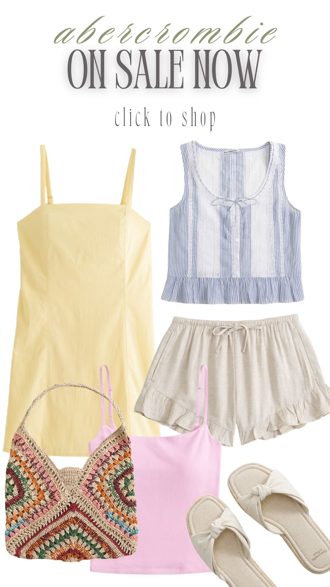 Spring and summer finds! SO cute for the beach or for brunch with the girls 🌸

Abercrombie sale, spring, summer, OOTD, shorts, dress, yellow, bag, purse

#LTKSeasonal #LTKTravel #LTKootd