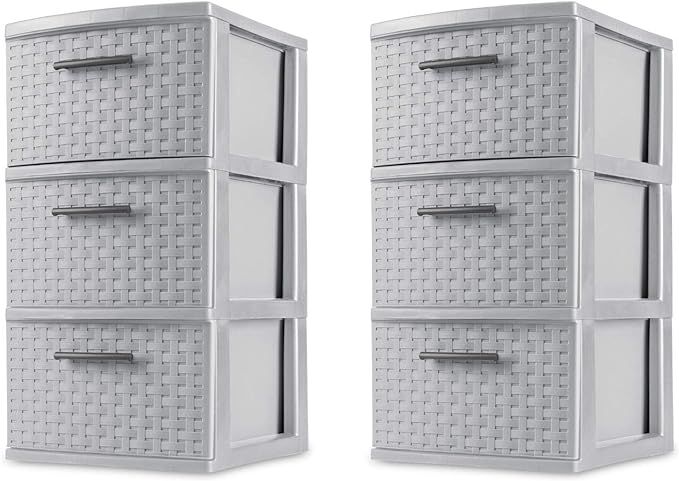 Sterilite 3 Drawer Weave Tower Cement Case of 2 | Amazon (US)