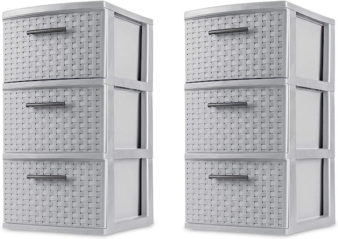 Sterilite 3 Drawer Weave Tower Cement Case of 2 | Amazon (US)