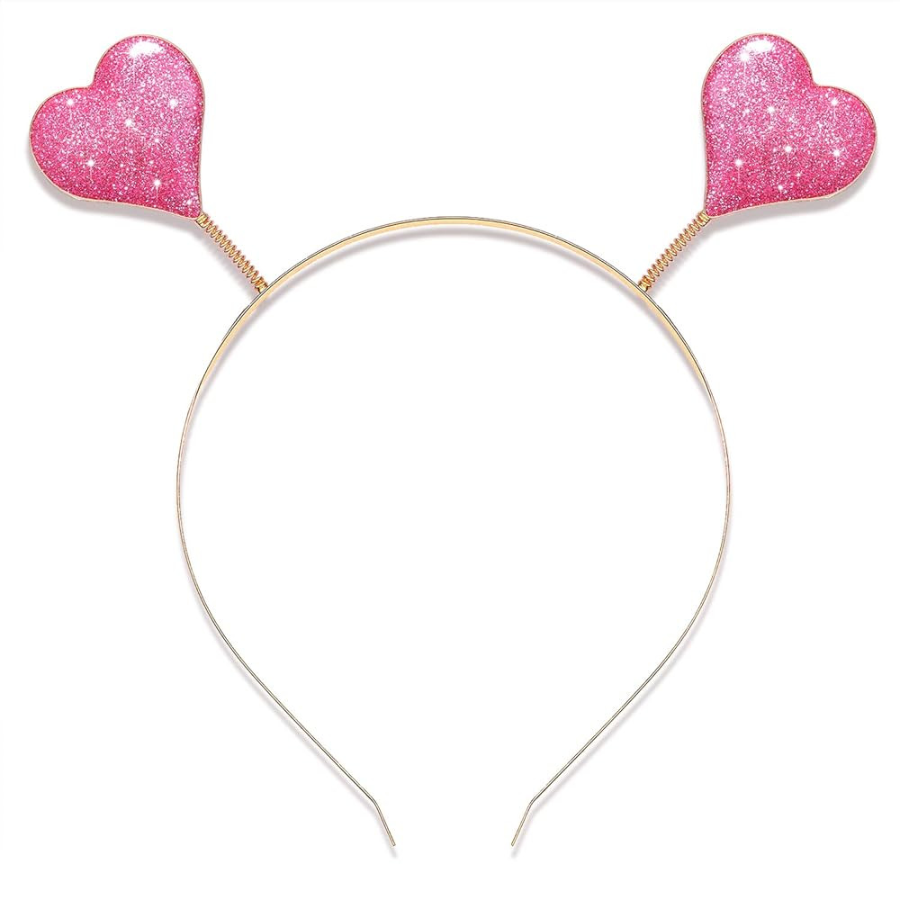 boderier Glitter Heart Headband Valentine’s Day Costume Party Head Bopper Hair Barrette Hair Accesso | Amazon (US)