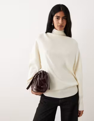 Mango wool mix roll neck jumper in cream | ASOS | ASOS (Global)