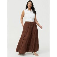 Tiered Maxi Skirt in Brown | Torrid (US & Canada)