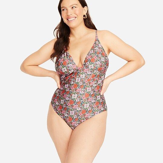 Plunge one-piece in Liberty® Meadow Song floral | J.Crew US