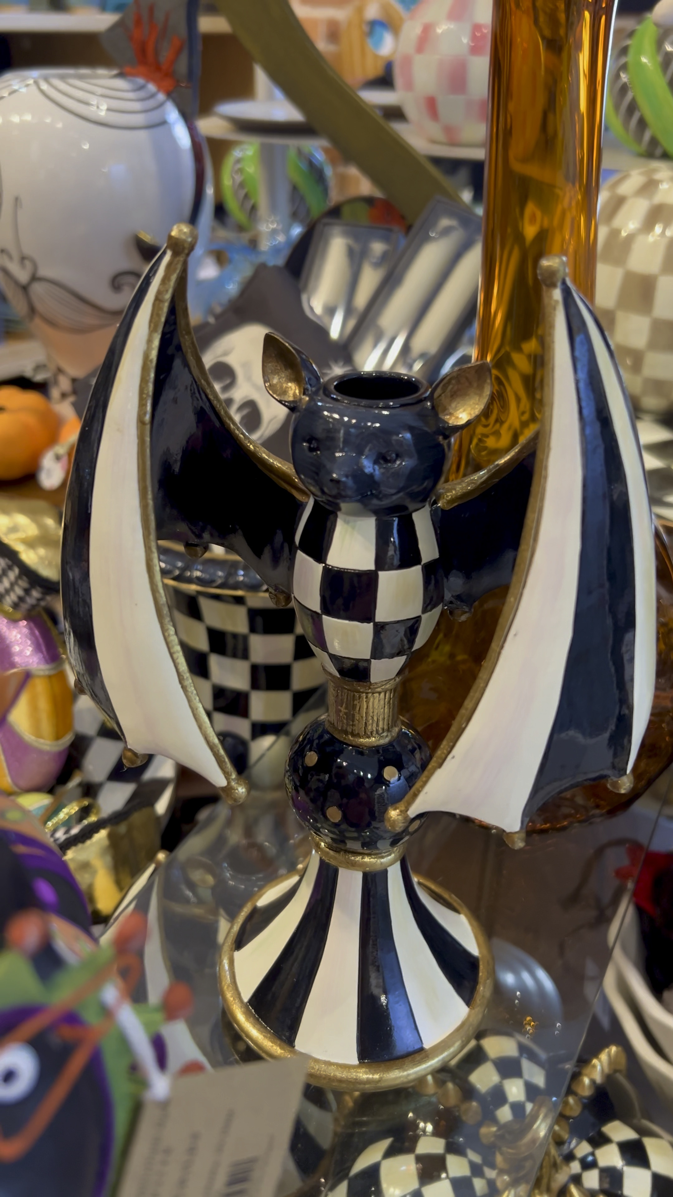 Mackenzie Childs Halloween home decor! Courtly check bat candle holder. Seasonal decorations. 

#LTKStyleTip #LTKHalloween #LTKHome