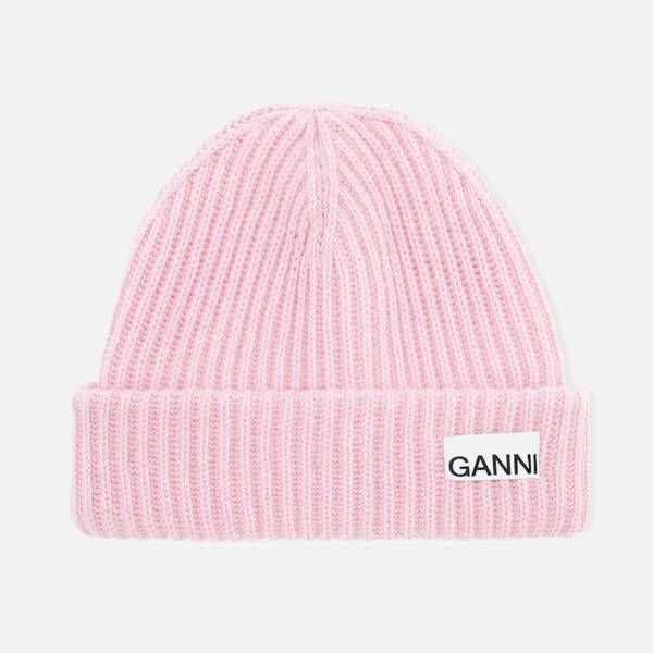 Ganni Women's Rib Knit Beanie - Pink Nectar | Coggles (Global)