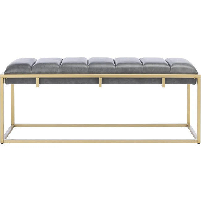 Thalam Channel Tufted Bench, Charcoal | Maisonette