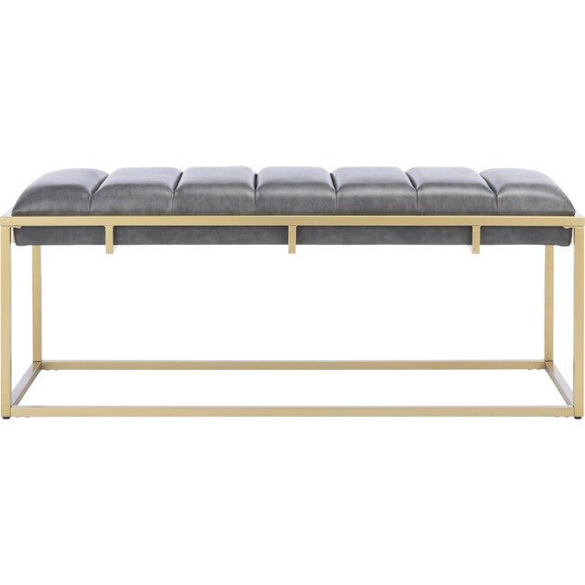Thalam Channel Tufted Bench, Charcoal | Maisonette