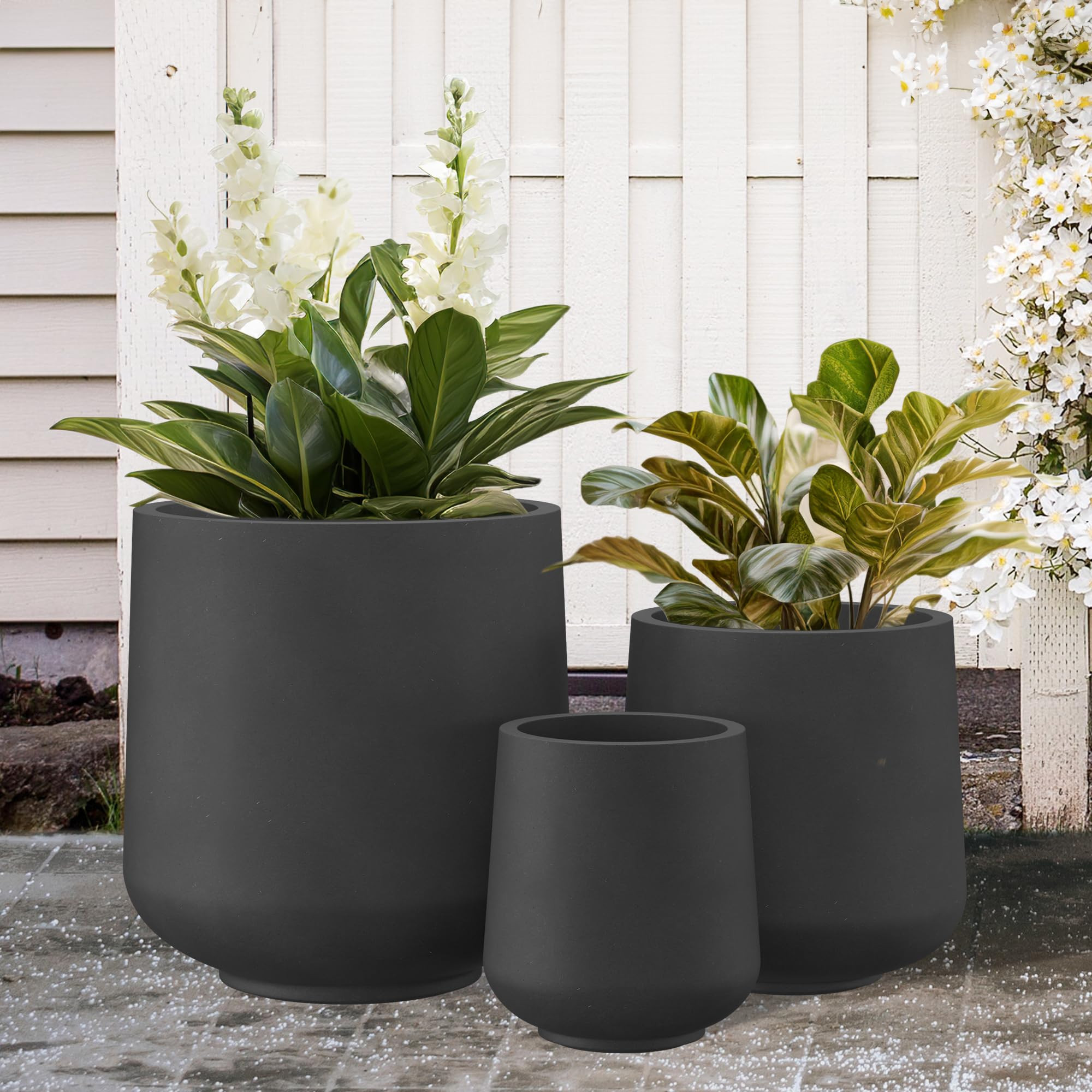 Kante 15.3"+11.6"+8.2" Dia Round Concrete Planter, Large Outdoor Indoor Planter Pots with Drainag... | Amazon (US)