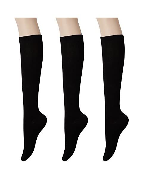 Tom & Mary Women’s Knee High Socks, Combed Cotton (86%), Non-Slip, Stretch, Adjusted Calf, Soft... | Amazon (US)