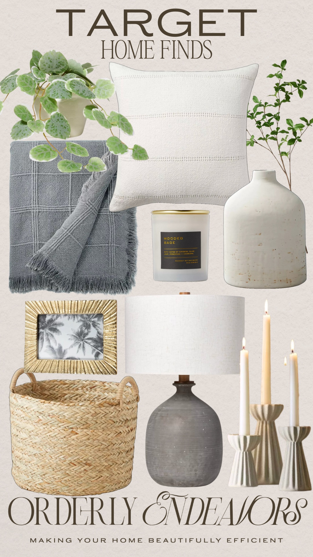 Target home finds include vase, greenery stem, throw pillow, blanket, faux plant, table lamp, basket, frame, candle, candle stick holders.

Home decor, home accents, looks for less, neutral decor

#LTKHome #LTKFindsUnder100 #LTKStyleTip