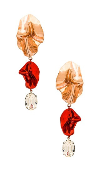 Cindy Crystal Drop Earrings in Petal Pink & Ruby | Revolve Clothing (Global)