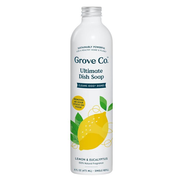 Grove Co. Ultimate Dish Soap Refill in Aluminum Bottle - Lemon &#38; Eucalyptus - 16 fl oz | Target