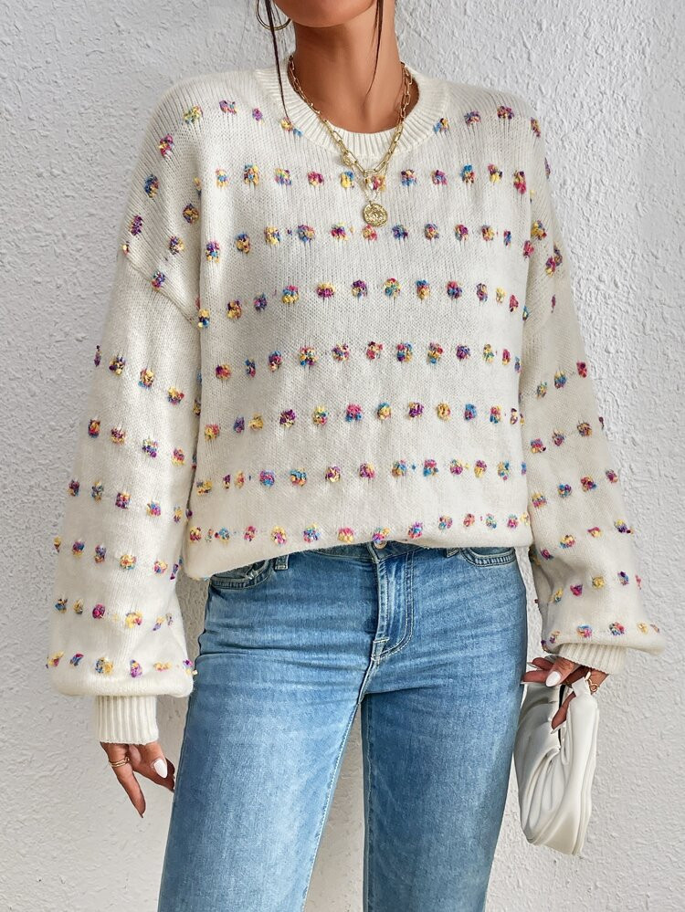Floral Pattern Drop Shoulder Sweater | SHEIN