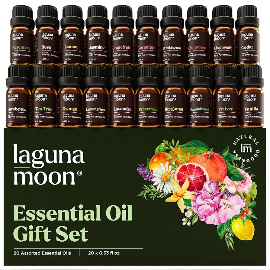 Lagunamoon Essential Oils Set, Top 20 Gift Set Oils for Diffusers, Humidifiers, Aromatherapy, Can... | Amazon (US)