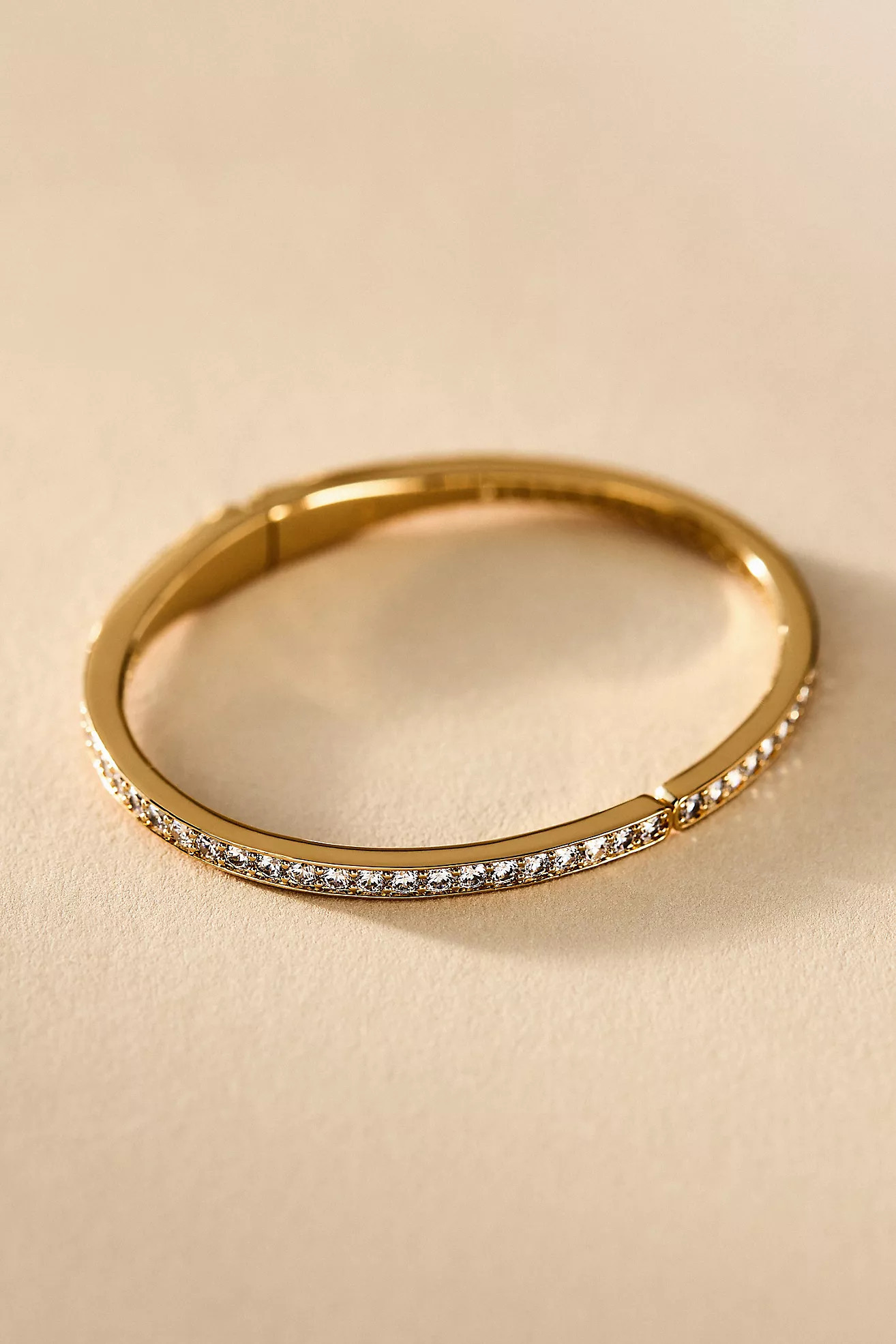 NADRI Half Pavé Crystal Hinged Oval Bangle Bracelet | Anthropologie (US)