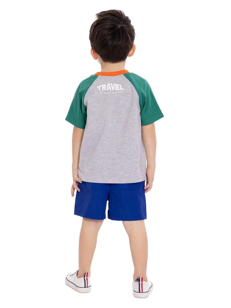 Wonder Nation Toddler Boys Short Sleeve Graphic Tee and Shorts Set, 2-Piece Sizes 12M-5T | Walmart (US)