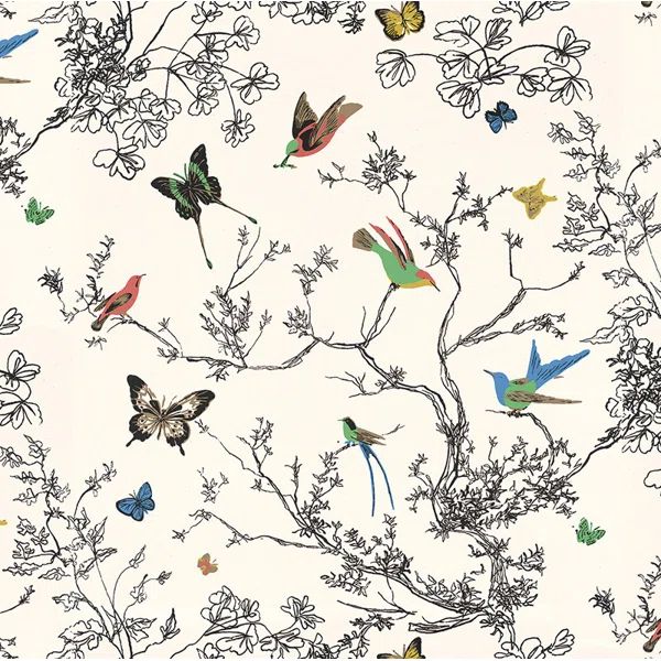 Birds & Butterflies Wallpaper | Wayfair North America
