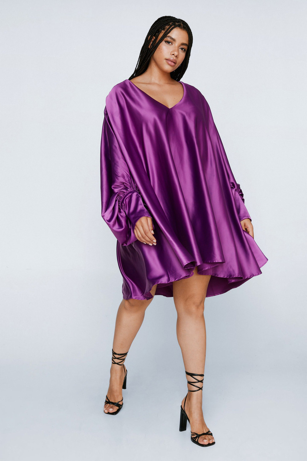 Plus Size Satin Batwing Swing Mini Dress | Nasty Gal (US)