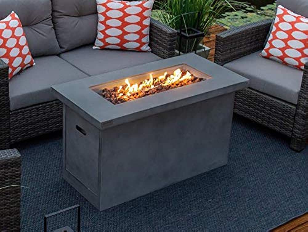 AKOYA Outdoor Essentials 42" Concrete Outdoor Propane Gas Fire Pit Table in Gray | Amazon (US)